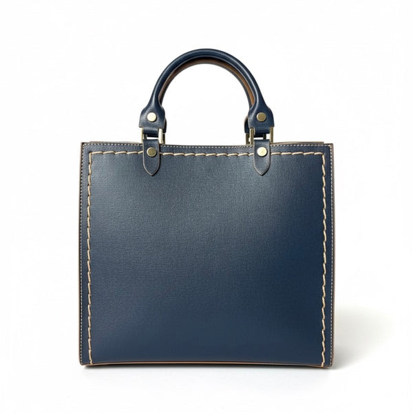 Poseta eleganta pentru femei din piele naturala, albastru- Made in Italy