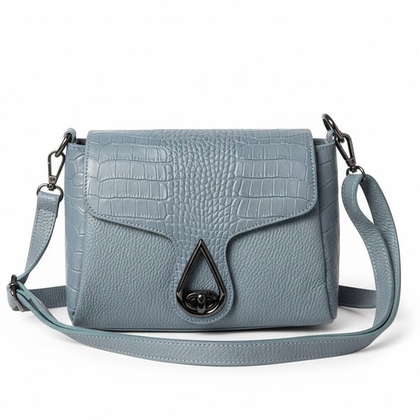 Poseta pentru femei din piele naturala, bleu- Made in Italy