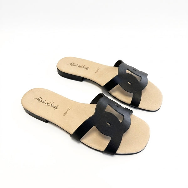 Papuci dama din piele naturala, negru - Made in Italy 1233 R7
