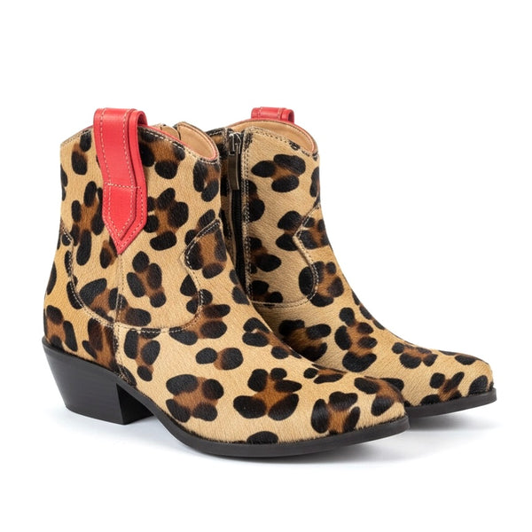 Ciocate dama din piele naturala, Leopard-Riccianera, Art. 2083 Leopard Beige/Crust Rosso T.40