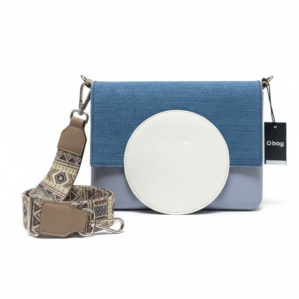 O bag, Geanta de umar medie pentru dama cu manere detașabile, jeans