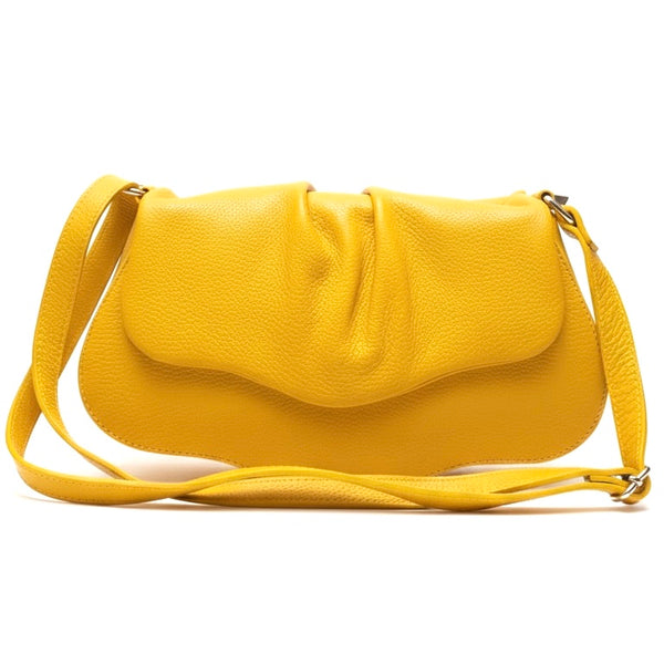Poseta chic pentru femei din piele naturala, galben- Made in Italy