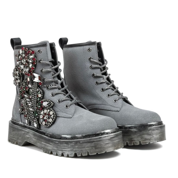 Ghete dama din piele naturala intoarsa, gri, Movies DA-03A