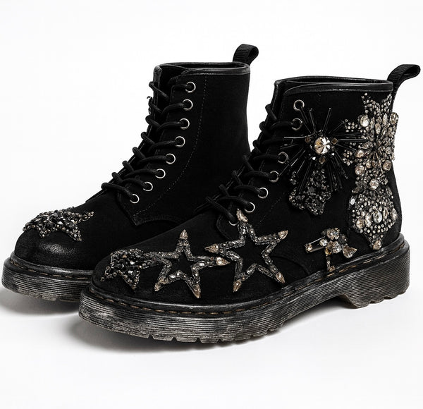 Ghete dama din piele naturala intoarsa, negru, Movies AB470