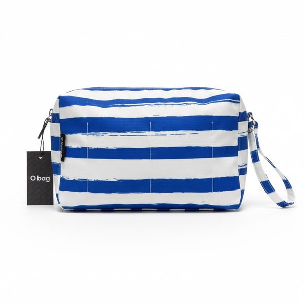 O bag, Portfard dama din material textil albastru-alb