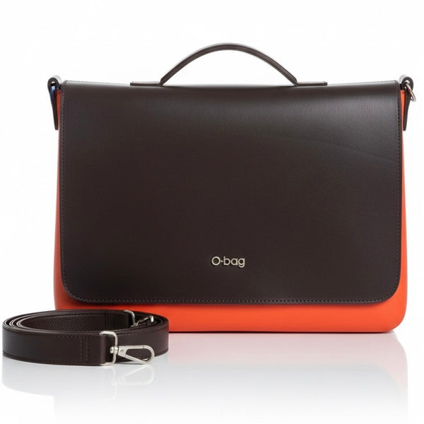 O bag servieta din piele naturala si termoplastic, tip diplomat, orange
