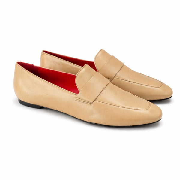 Alt Tag: Mocasini dama din piele naturala, bej, CARRANO 390018B – piele naturala, talpa cauciuc, confort premium 👟