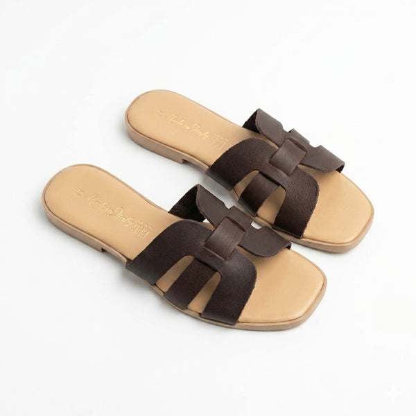 Papuci dama din piele naturala, Maro-Made in Italy, Valentina TDM-R14