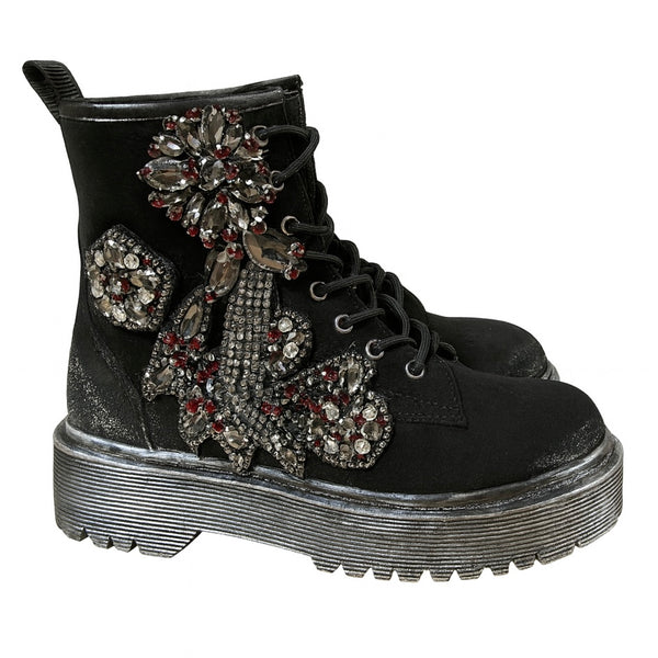 Ghete dama din piele naturala intoarsa, negru, Movies AB510