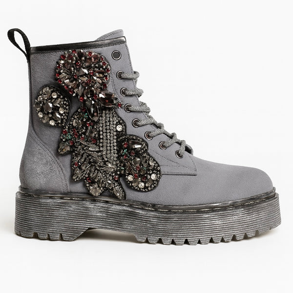 Ghete dama din piele naturala intoarsa, gri, Movies DA-03A