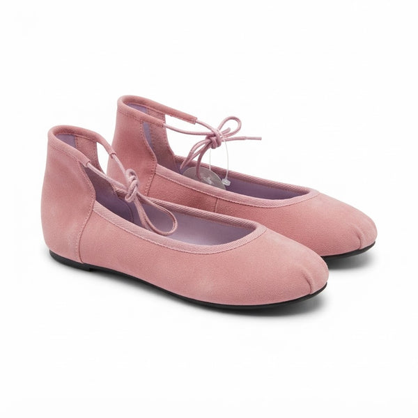 Balerini dama din piele naturala intoarsa, roz, FlipFlop 222 Dusty
