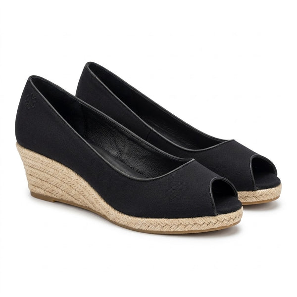 Pantofi dama din textil si piele naturala, cu platforma, negru, FlipFlop 589146