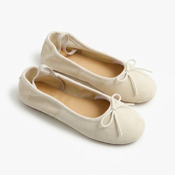 Balerini dama din piele naturala intoarsa, bej, FlipFlop 598287