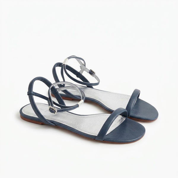 Sandale dama din piele naturala, bleu, Flipflop 539749