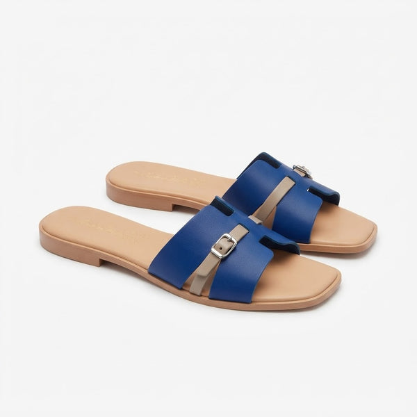Papuci dama din piele naturala, Auriu-Made in Italy, Manuela Oro