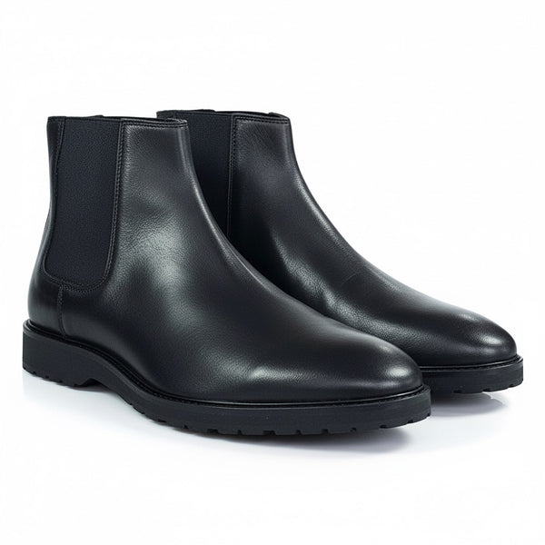 Ghete barbati din piele naturala, Negru-Zara, Art 7674 Vitello Nero, R8