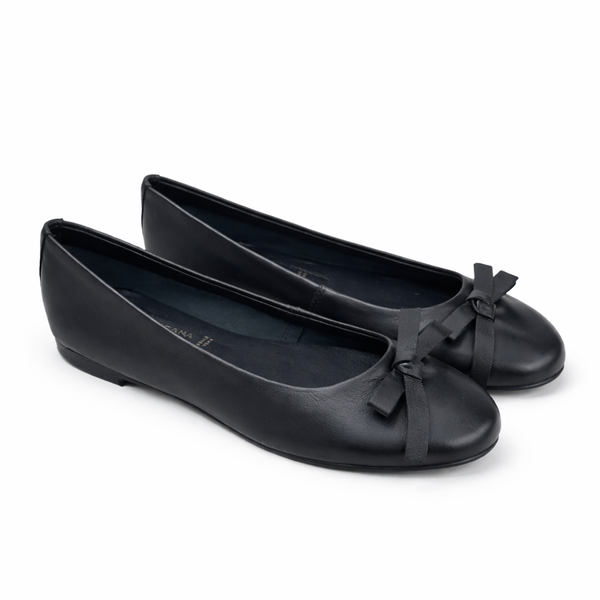 balerini dama piele naturala negru, din piele naturala, cu funda, flexibili, colectia Primavara/Vara 2026