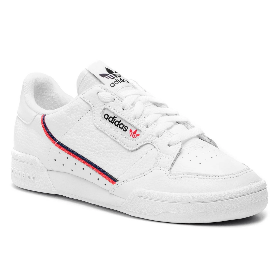 adidas Originals CONTINENTAL 80 - Sneakers low alb in white with red and blue accents.