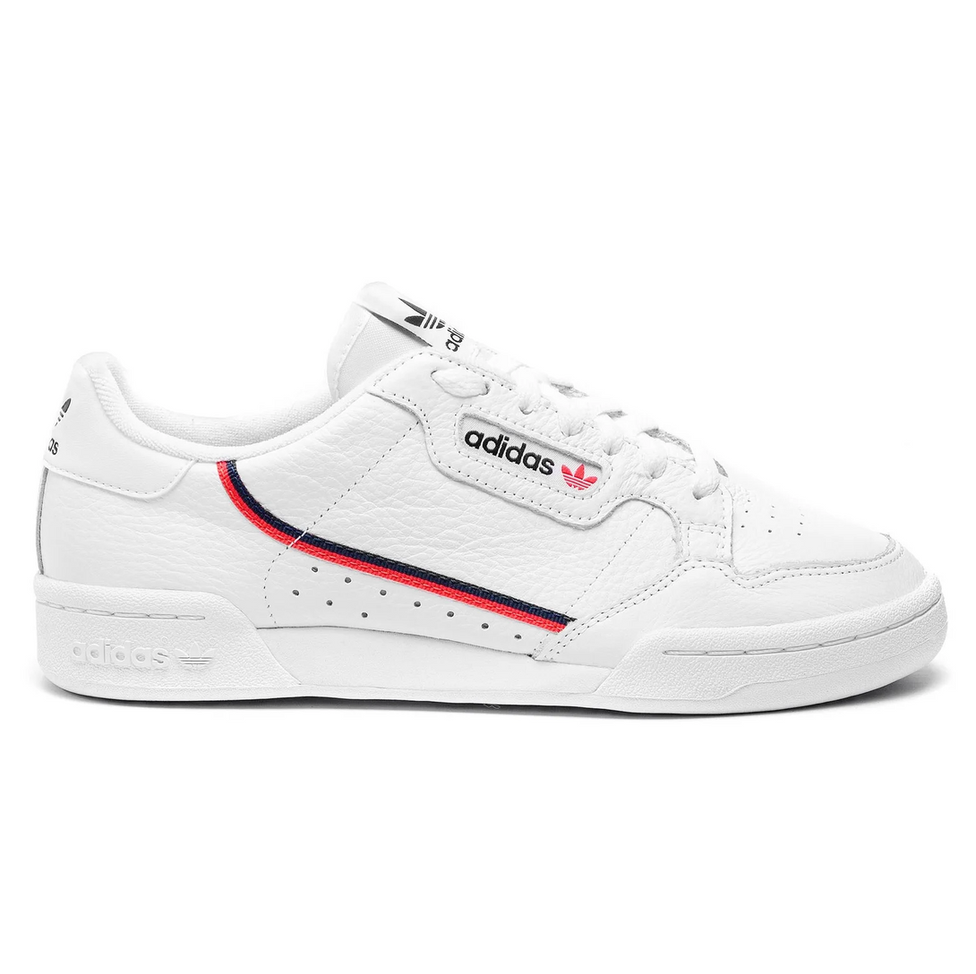 adidas Originals CONTINENTAL 80 - Sneakers low alb, white leather and textile sneakers with thin cushioning.
