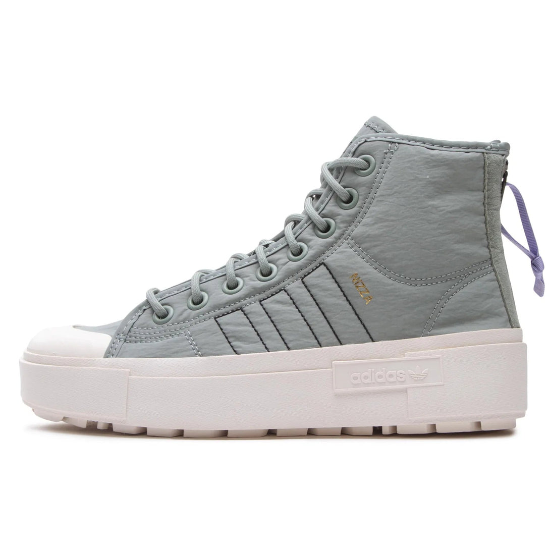 adidas Sneakers Nizza Bonega X Shoes HQ6042 Verde side view with light grey upper and white sole