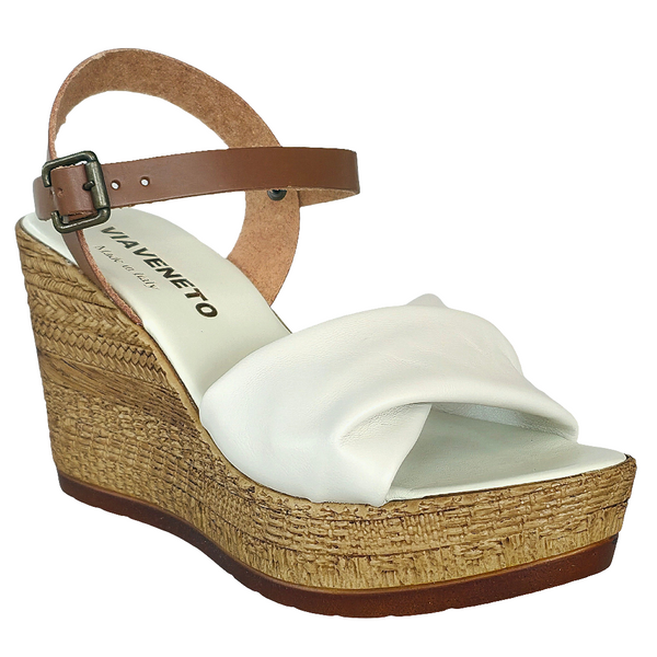 Sandale dama din piele naturala, maro/nude, cu talpa ecologica, made in Italy, colectia vara 2025.