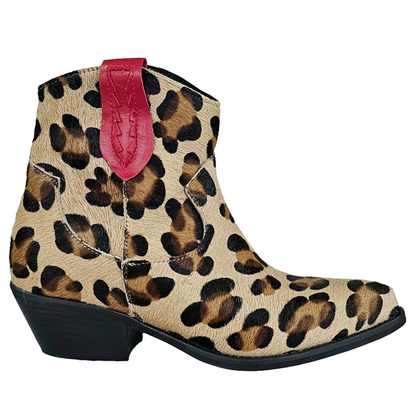 Ciocate dama din piele naturala, Leopard-Riccianera, Art 2083 Leopard Beige/Rosso T40, R4