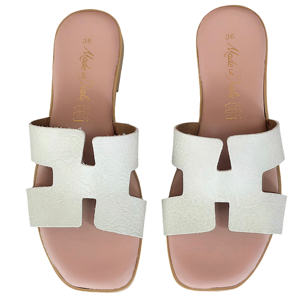Papuci dama din piele naturala, Nude- Made in Italy, H Panna