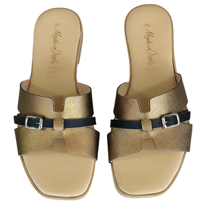 Papuci dama din piele naturala, Bronz-Made in Italy, Manuela Oro.T-R12