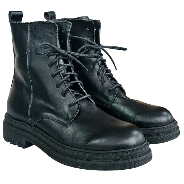 Ghete dama din piele naturala negru, model Art 053 Vitello Nero, confortabile, Made in Italy, inaltime toc 4.5 cm.