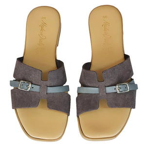 Papuci dama din piele naturala nabuk, Maro-Made in Italy, Manuela Moka.G