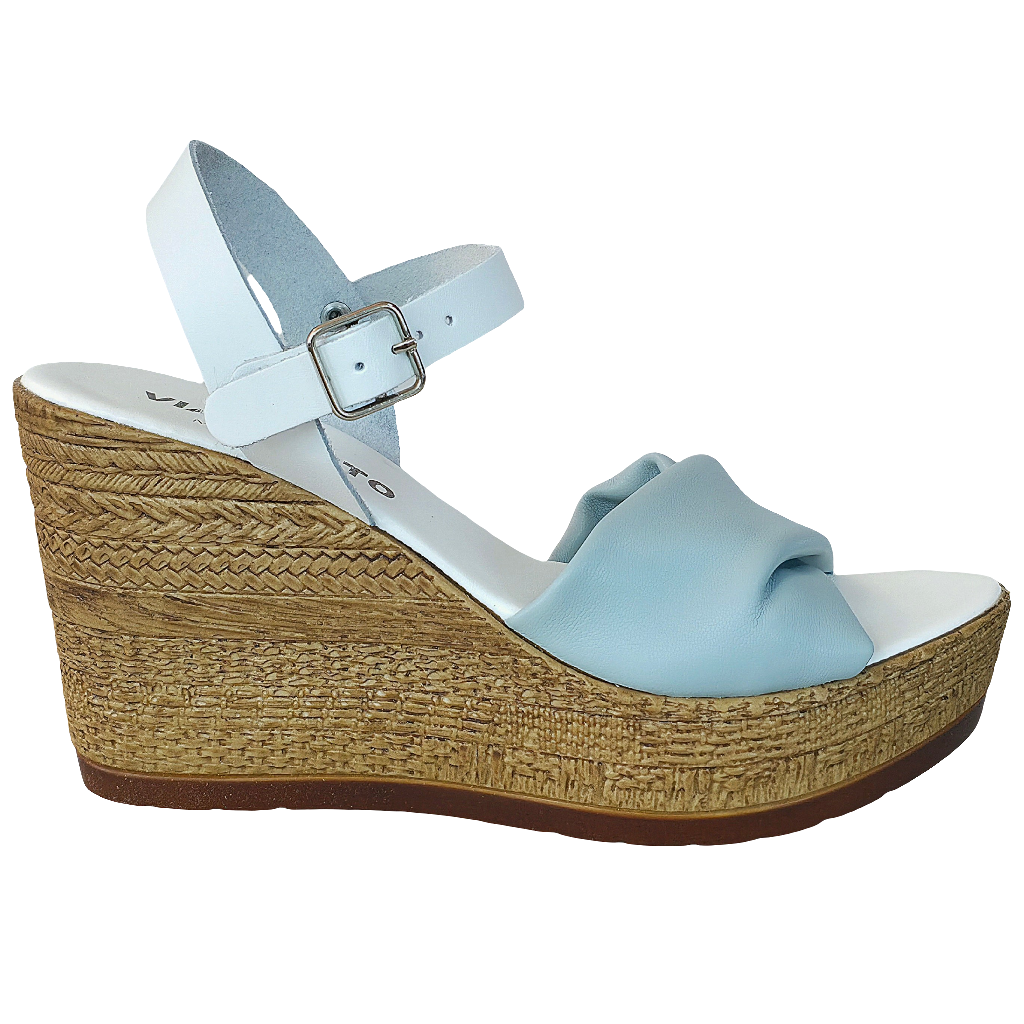 Sandale dama din piele naturala alb/gri, platforma de 9,5 cm, made in Italy, parte a colectiei vara 2025.