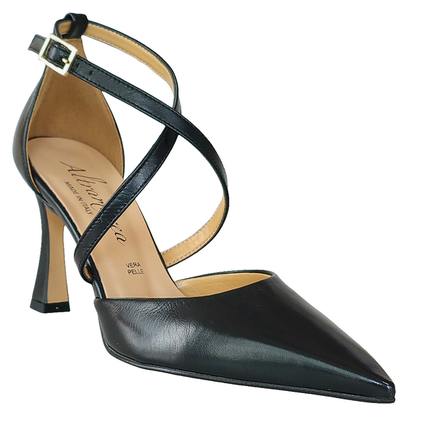 Pantofi dama din piele naturala, Toc inalt, Negru-Altramarea, 5724 Nappa Nero