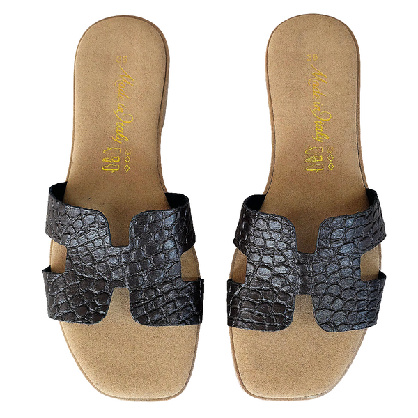 Papuci dama din piele naturala, Maro- Made in Italy Marrone