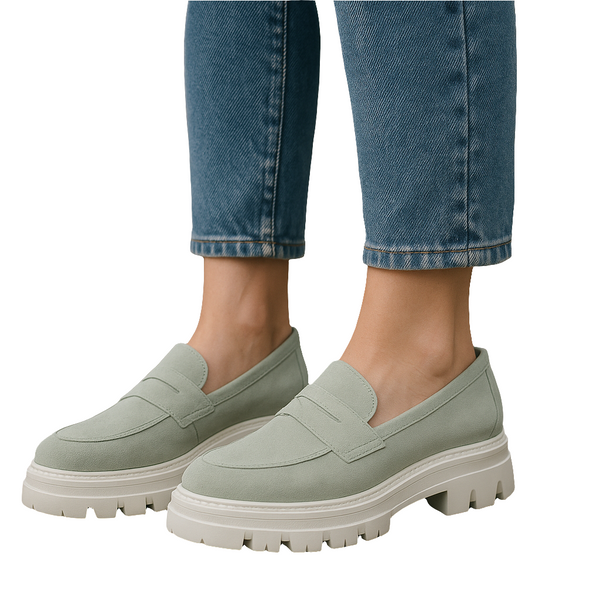 Scarpe da donna in pelle scamosciata naturale, Verde-Rebecca M@Lucchi, Art Duke Goat Suede Green, R6