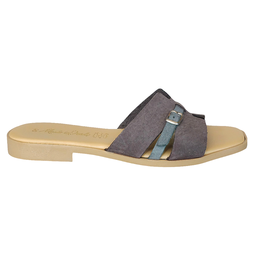 Papuci dama din piele naturala nabuk, Maro, Made in Italy, Colectia Vara 2025, design elegant si confortabil.