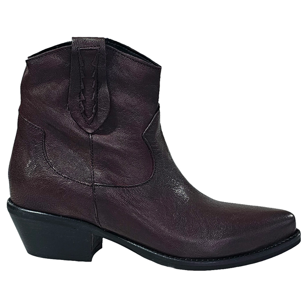 Ciocate dama din piele naturala, Toc mediu, Bordo-Riccianera, Art 2083 Pelle Lavato Bordo T40, R5