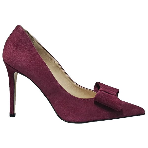 Pantofi dama din piele naturala intoarsa, Toc inalt, Bordo-Altramarea, 47131 Camoscio Bordeaux, R8/9