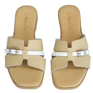 Papuci dama din piele naturala, Bej-Made in Italy, Manuela Begie-R13