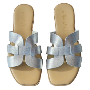 Papuci dama din piele naturala, Argintiu-Made in Italy, Valentina Arg-R14