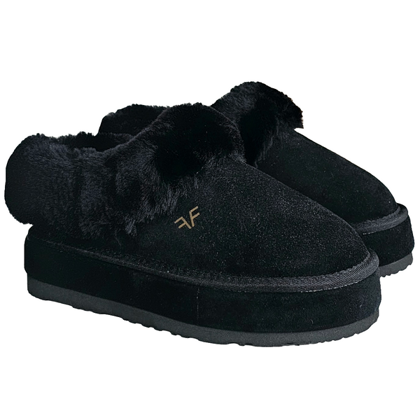 Ghete dama model ugg din piele naturala intoarsa, Talpa usoara din spuma, Negru-Made in Italy, WD900-10/MOV Black