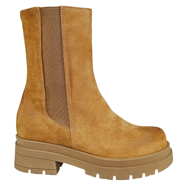 Ghete dama din piele naturala intoarsa, Camel-Made in Italy, CM 2175 Camoscio Cuoio, R7