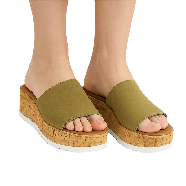 Papuci dama din piele naturala intoarsa, Verde Kaki-Superba, V220/Sugh Cam Verde