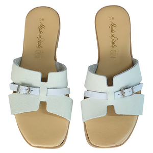 Papuci dama din piele naturala, Alb-ou de rata-Made in Italy, Manuela Bianco