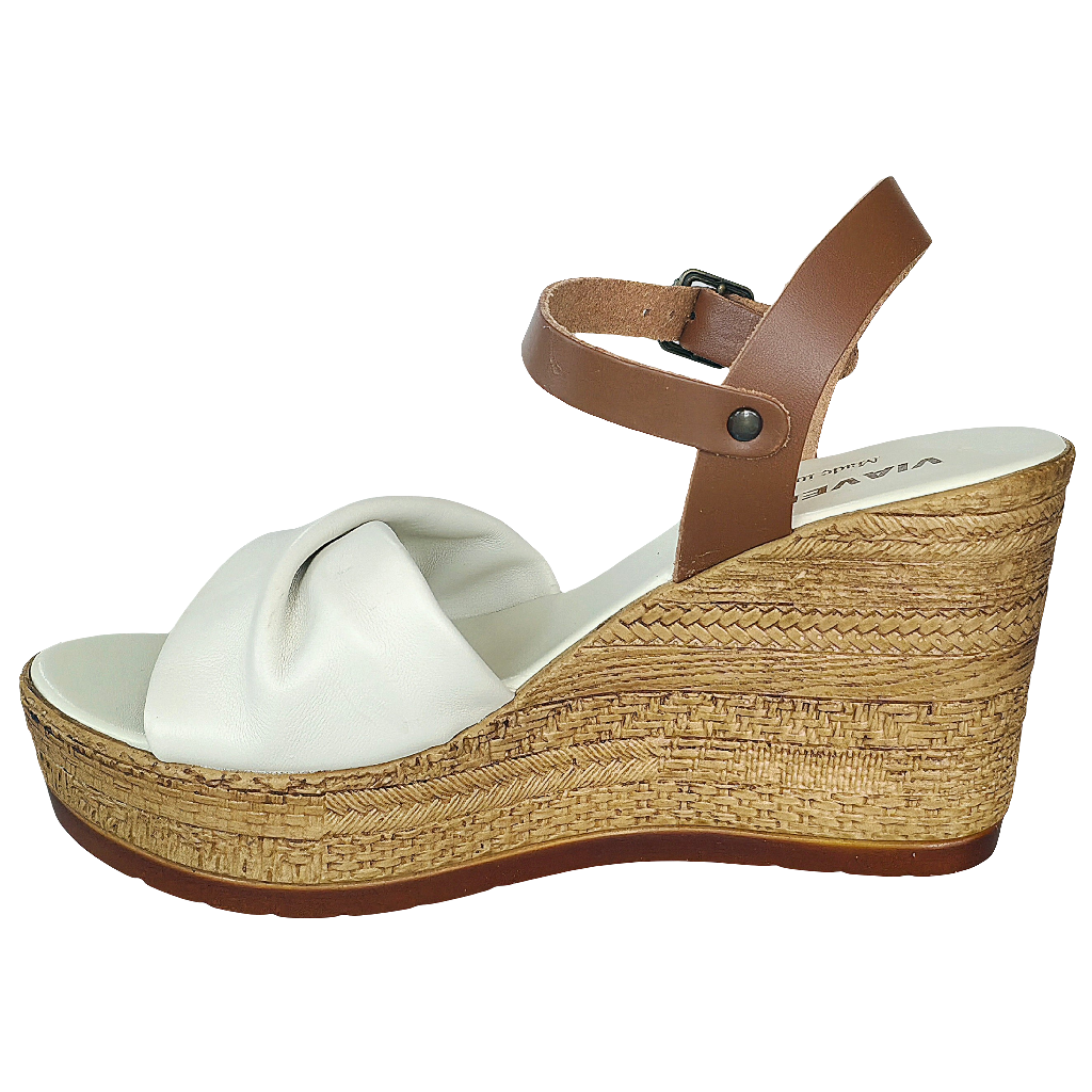 Sandale dama din piele naturala, maro/nude, cu platforma din piele, Made in Italy, colectia Vara 2025.