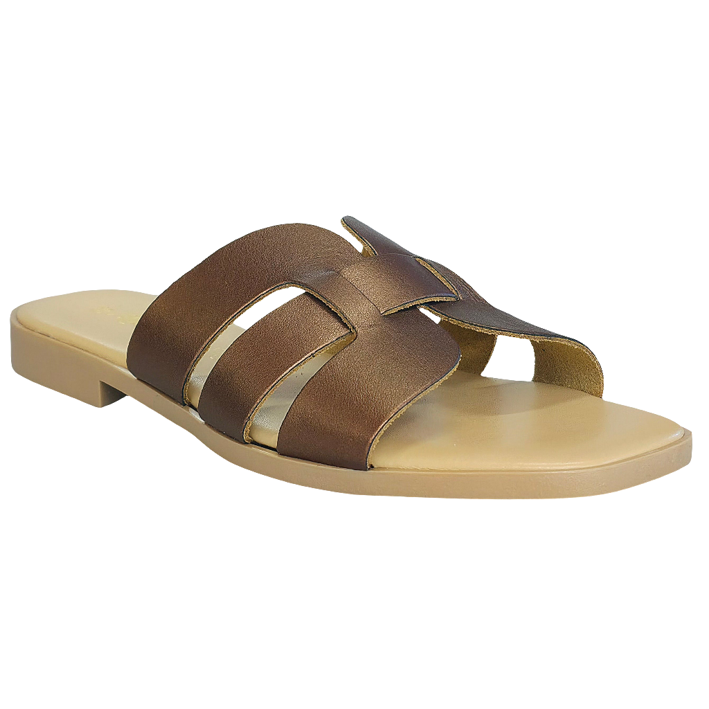 Papuci dama din piele naturala, Aramiu, stil elegant, Made in Italy, Colectia Vara 2025, confortabili si moderni.