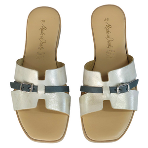 Papuci dama din piele naturala, Auriu-Made in Italy, Manuela Oro G.