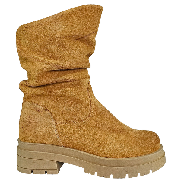 Ghete dama din piele naturala intoarsa, Camel-Made in Italy, CM 2075 Camoscio Cuoio, R7