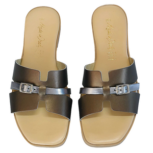 Papuci dama din piele naturala, Aramiu/Argintiu-Made in Italy, Manuela Abr Cnzo-R14