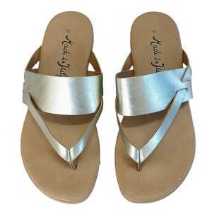 Papuci dama din piele naturala, Auriu-Made in Italy, Art Delphine Oro-R14