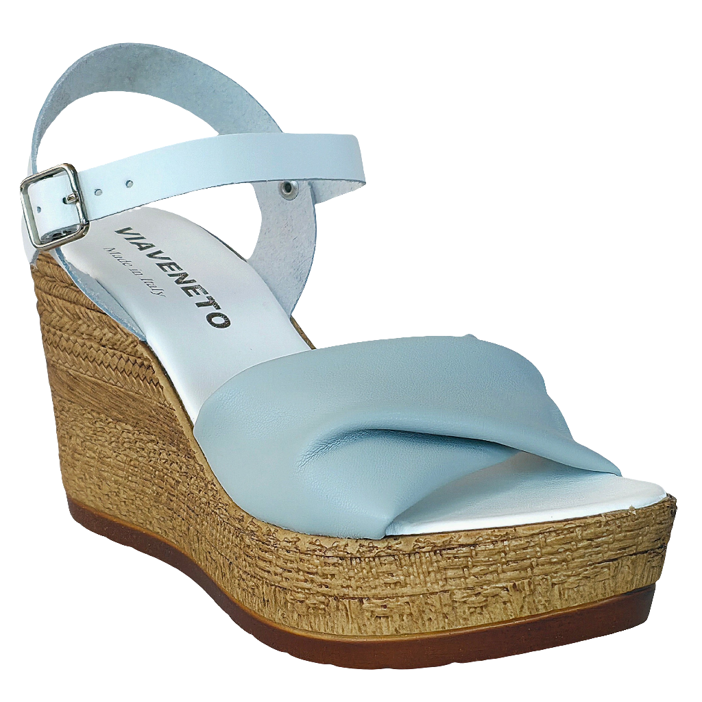 Sandale dama din piele naturala alb/gri, made in Italy, cu talpa ecologica, pentru vara 2025, inaltime platforma 9,5 cm.